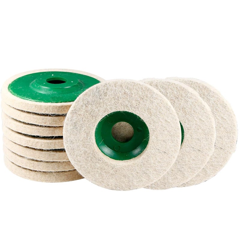 Utoolmart 10 Pcs Inch Wool Felt Polishing Wheel Disc, Wool Polishing Wheel Disc for Angle Grinder, Buffing Polishing Wheel Arbor 5/8" for Marble Stone (4 Inch, 400, Medium Thick) - Image 1